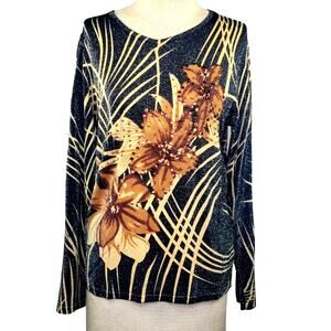 Black Metallic Sequin Sweater Size Small